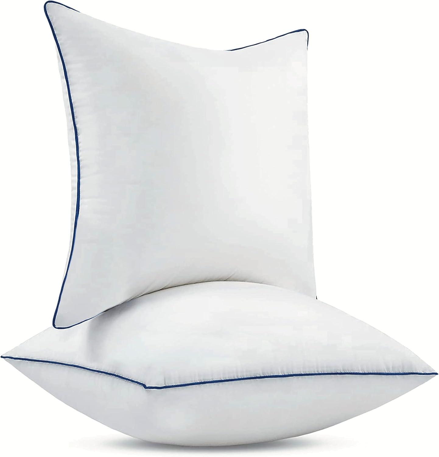 COOKEY Adult Throw Pillow Inserts 18" x 18" Set of 2, White Square Decorative Pillows for Couch.