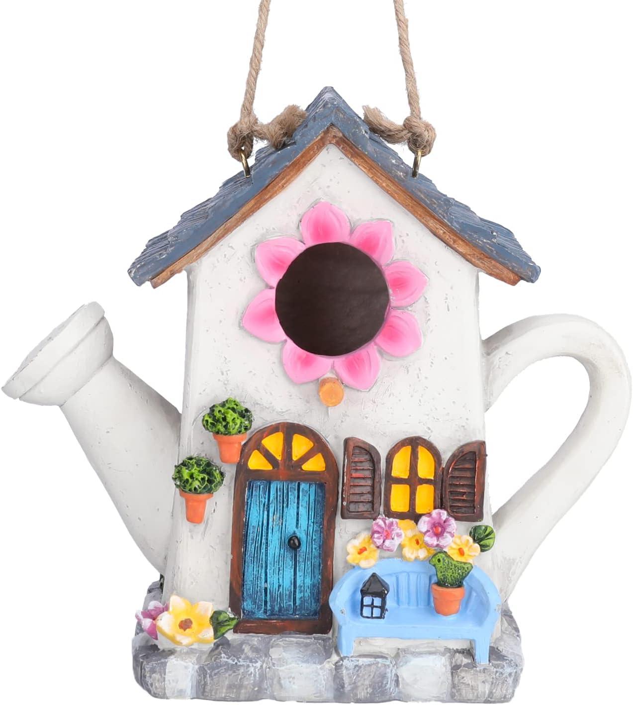 Yinns Bird House, Hanging Birds House for Outside, Wild Birdhouse, Decorative Watering Can Bird House for Home Garden Decor