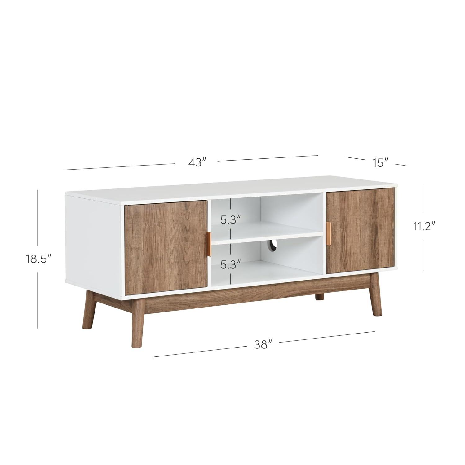 43&#34; Wesley Wood Mid Century 2 Door TV Cabinet for TVs up to 59&#34; White Warm/Reclaimed Oak - Nathan James