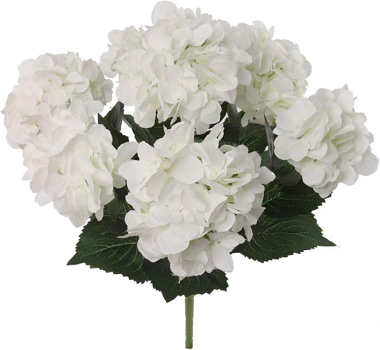 White Silk Hydrangea Artificial Flower Arrangement for Outdoor Tabletop Centerpiece