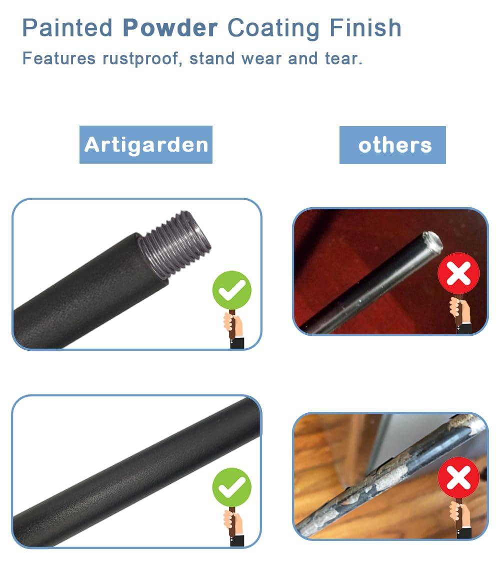 76 inch Outdoor Shepherd Hook with 5 Prong Base (2 Packs), Adjustable Heavy Duty Garden Hanging Stake for Bird Feeder Solar Light Plant Hanger Wedding Decor, Matte Black