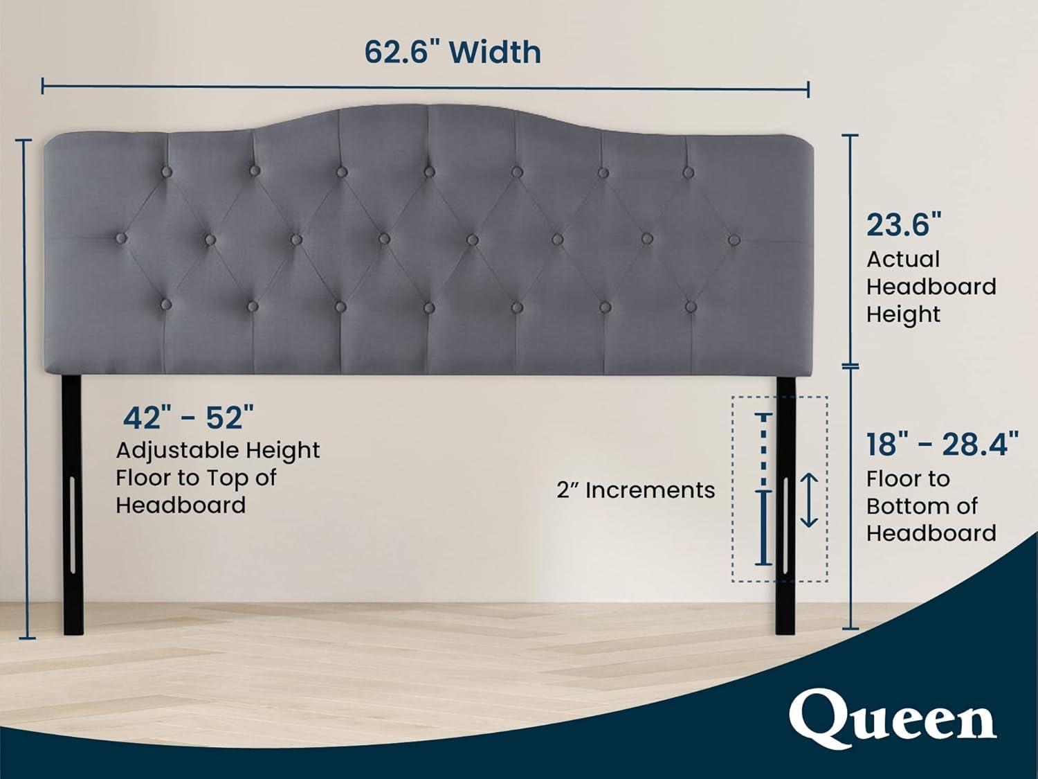 Jessenia Headboards for Full Size Bed, Upholstered Tufted Bed Headboard, 12 Adjustable Positions Full Headboard Only, Wall Mounted Headboard, Bed Backboard Linen Fabric Head Board - Light Gray