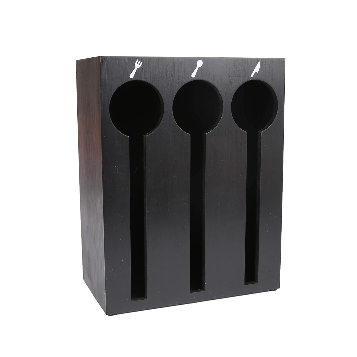 Mind Reader Mind Reader Utensil Dispenser, Silverware Organizer, Plastic Fork and Spoon DIspenser, Kitchen, 7"L x 5.75"W x 6"H, Black