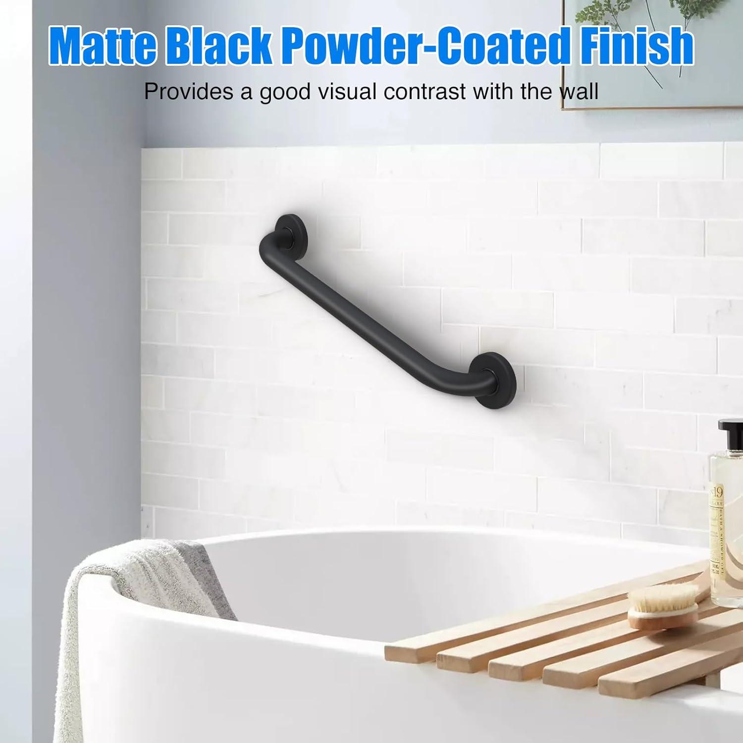 18” Shower Handle Smooth Grip | 304 Stainless Steel Bathroom Grab Bars For Seniors | Handicap Grab Bars Oil Rubbed Bronze | ADA Shower Bars Safety For Elderly | Grab Bars For Bathtubs And Showers