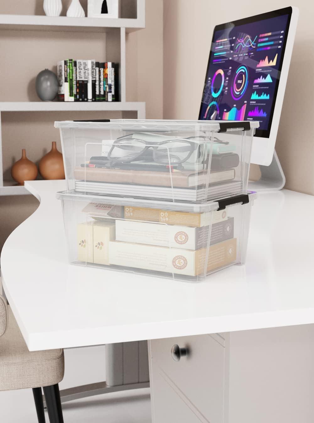 Rebrilliant Clear Storage Latch Bins, 6-Pack Storage Organizer Box With Handle And Lids, 5-Litre