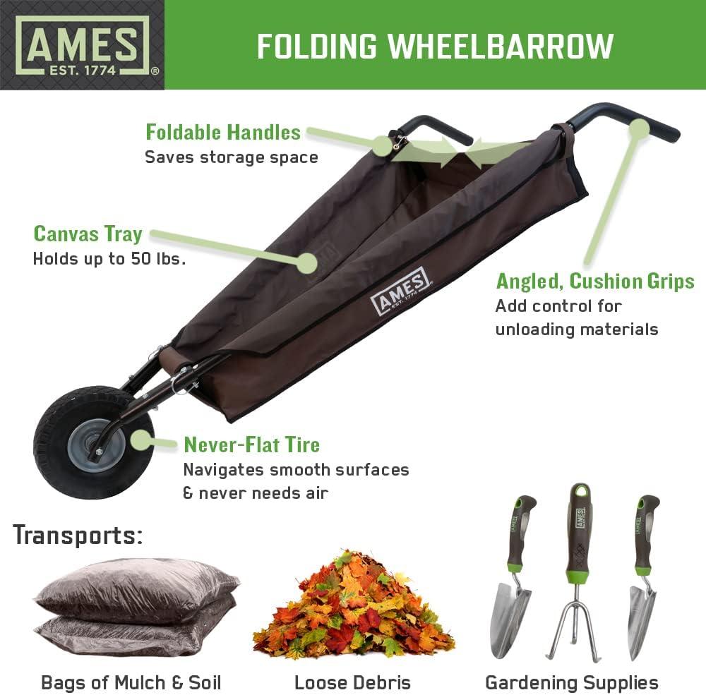 5 cu. ft. Foldable Garden Cart Wheelbarrow - Ames