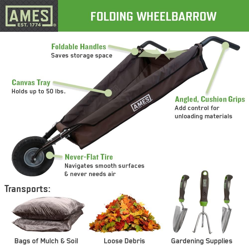 5 cu. ft. Foldable Garden Cart Wheelbarrow - Ames