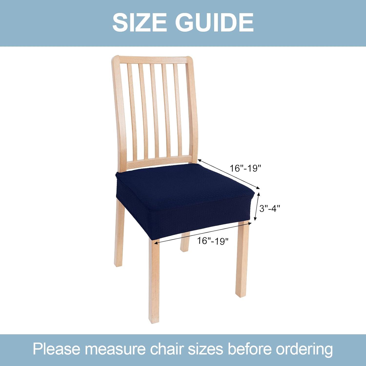 Furrygo Washable 4 Pieces Polyester Dining Chair Slipcovers, Navy