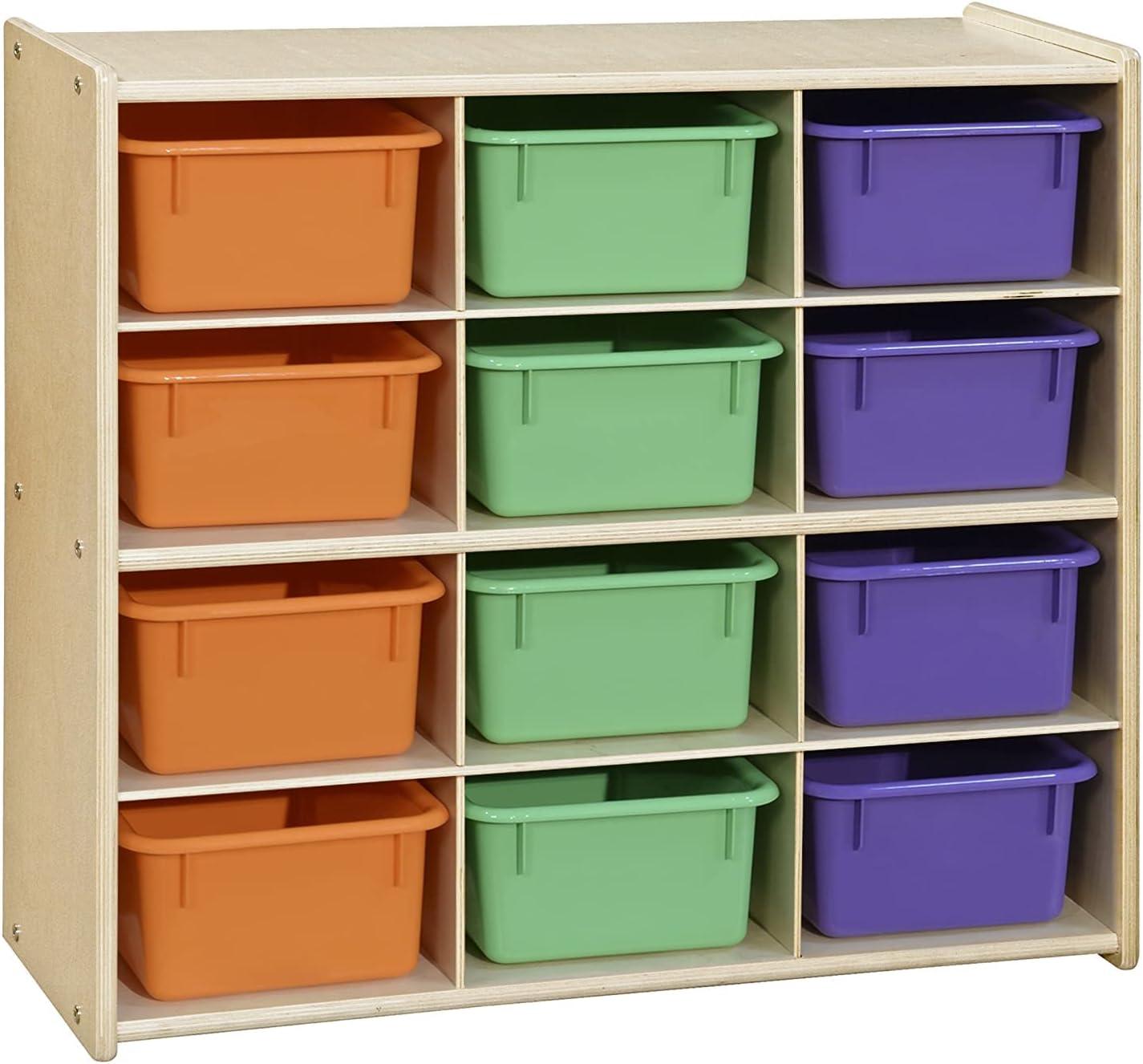 Wood Designs Contender Baltic Birch Storage 12 Compartment Cubby with Trays