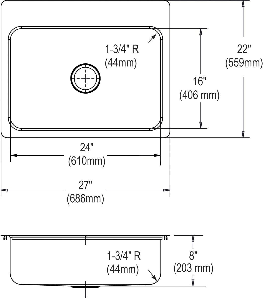 Dayton 27" L x 22" W Dual Mount Kitchen Sink