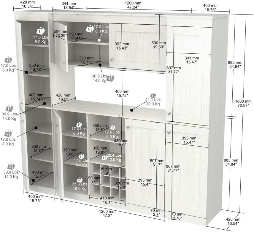 Washed Oak 3-Piece Shaker Kitchen Cabinet System