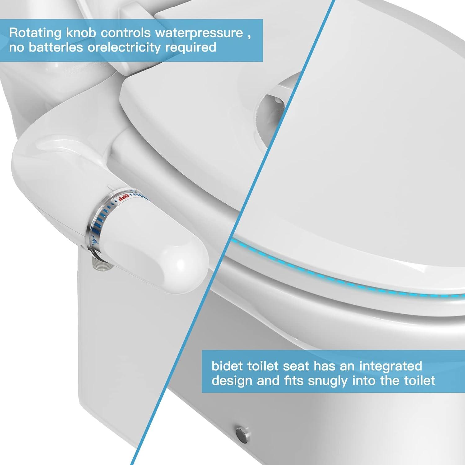 White Elongated Manual Non-Electric Bidet Toilet Seat