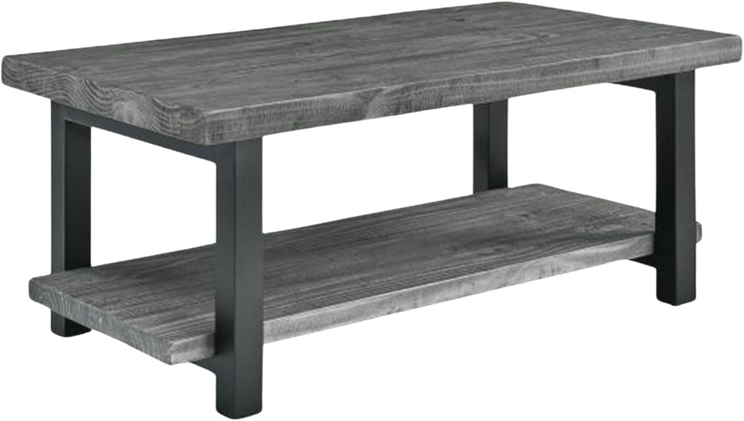 42" Pomona Metal and Reclaimed Wood Coffee Table Slate Gray - Alaterre Furniture