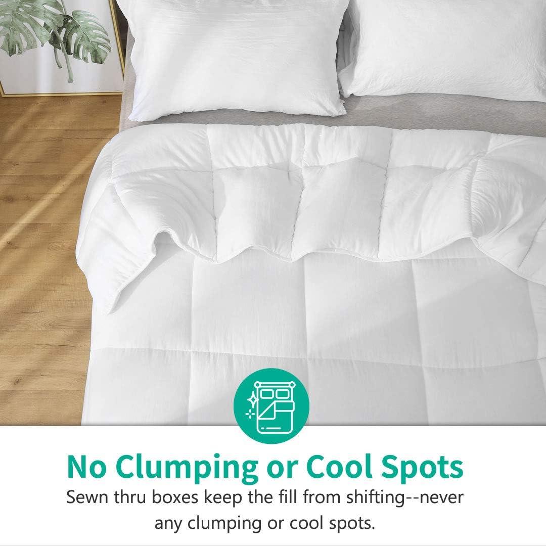 APSMILE Reversible All Season Ultra Soft Cloud Fluffy Plush Recycled Microfiber Down Alternative Full King Comforter Duvet Quilt, All White
