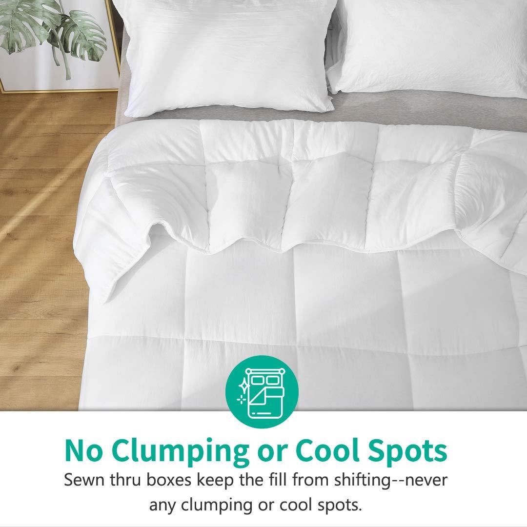 APSMILE Reversible All Season Ultra Soft Cloud Fluffy Plush Recycled Microfiber Down Alternative Full King Comforter Duvet Quilt, All White