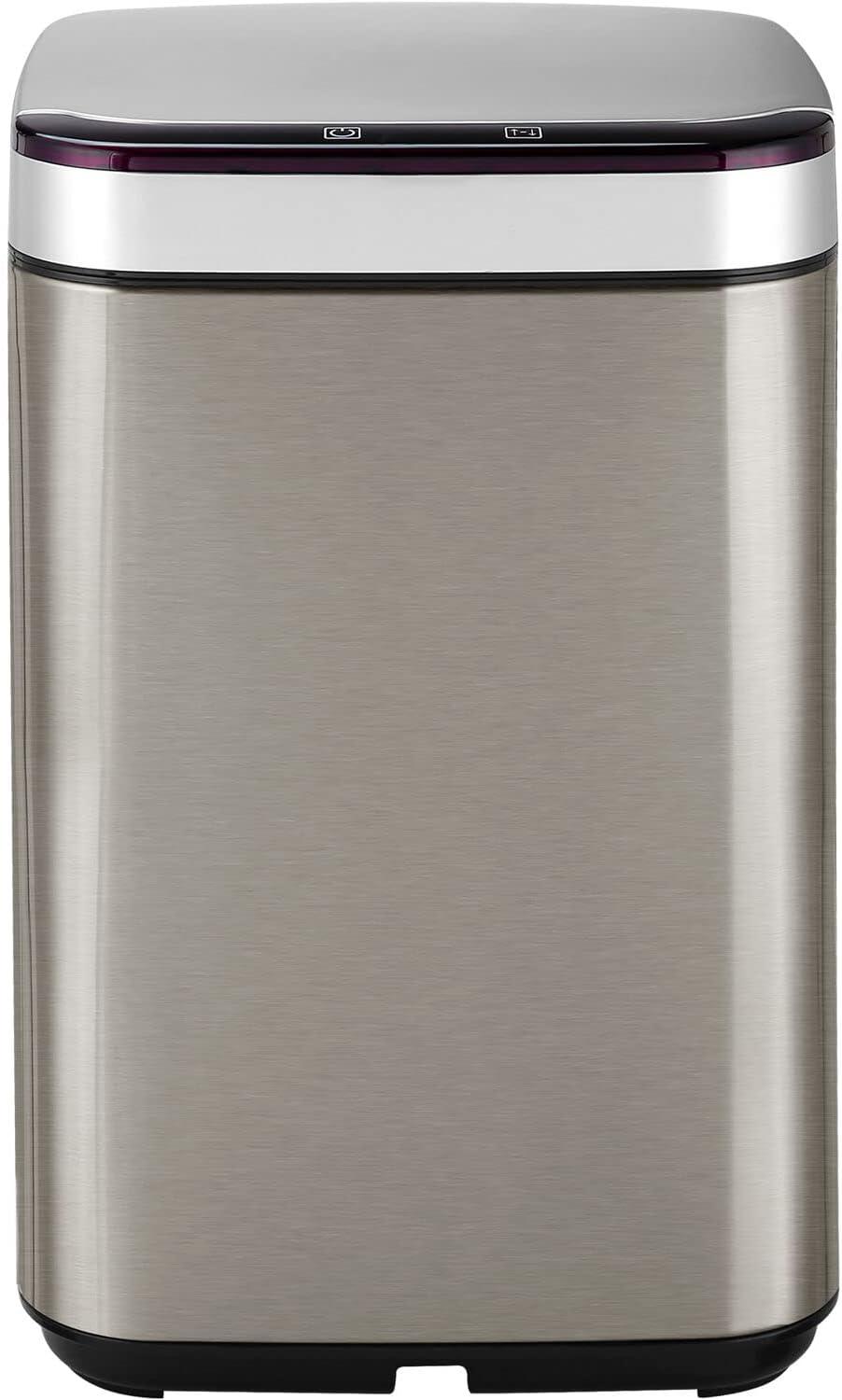 Hanover 10 Liter - 2.6 Gallon Trash Can for Home and Kitchen | Fingerprint Smudge Resistant | Soft Close | Sensor Lid | Carbon Odor Control | Stainless Steel