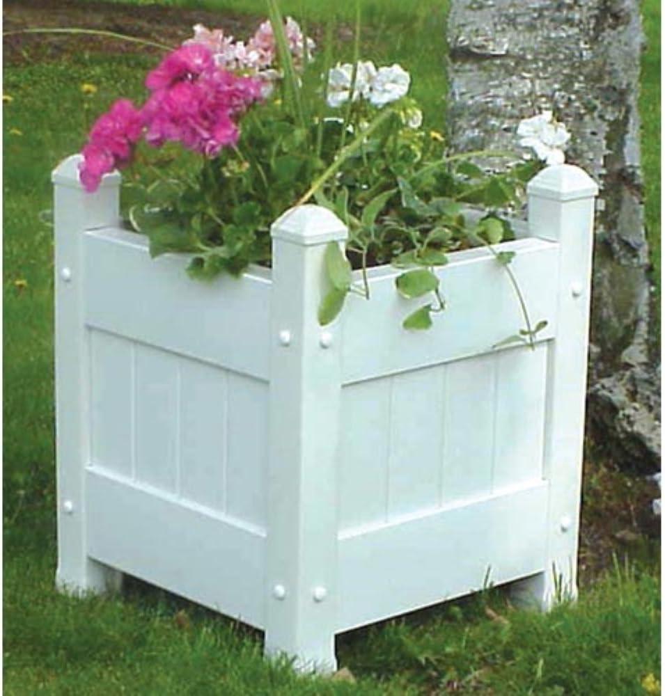 White Vinyl Square Outdoor Planter Box with Elevated Legs