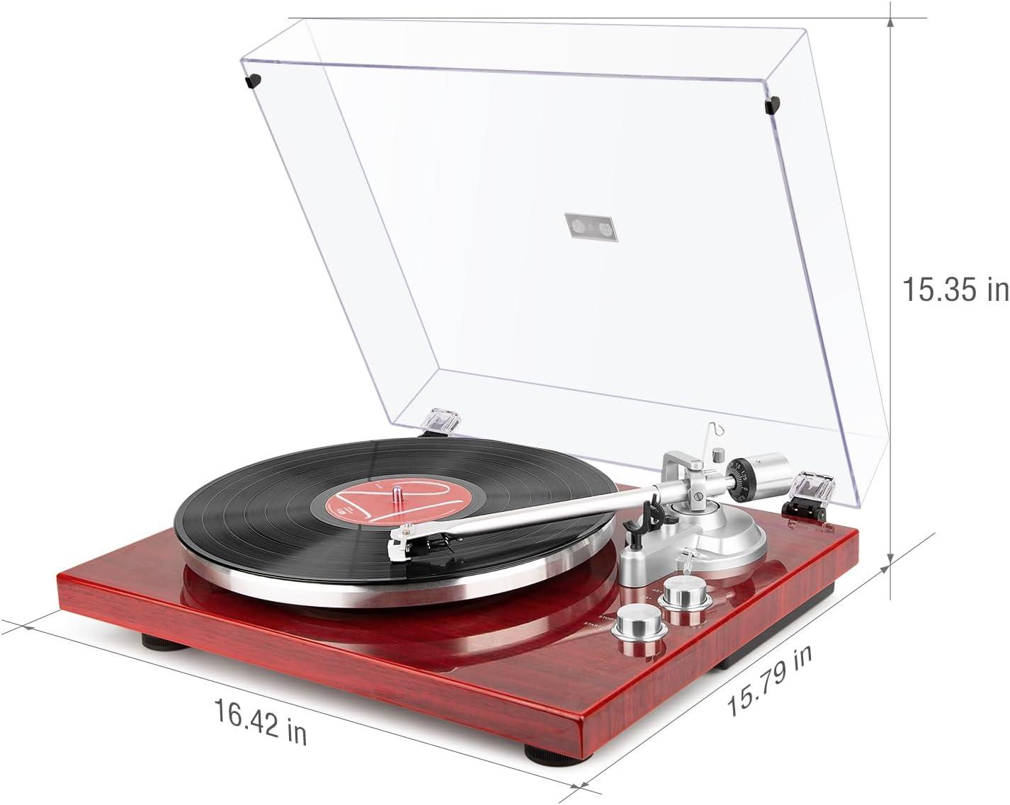 Vinyl Record Player Belt-Drive Turntable for Vinyl Records with Bluetooth Connectivity, USB Digital Output, Magnetic Cartridge & Adjustable Counterweight, AT-3600L, 33 or 45 RPM, M485-Red