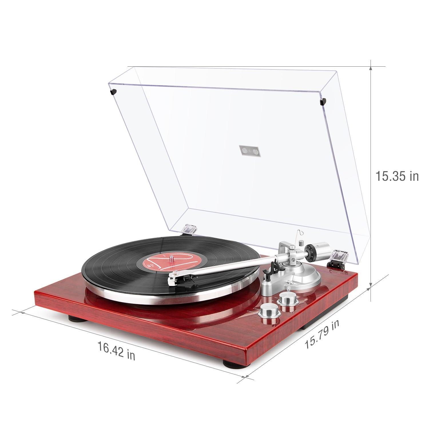 Vinyl Record Player Belt-Drive Turntable for Vinyl Records with Bluetooth Connectivity, USB Digital Output, Magnetic Cartridge & Adjustable Counterweight, AT-3600L, 33 or 45 RPM, M485-Red