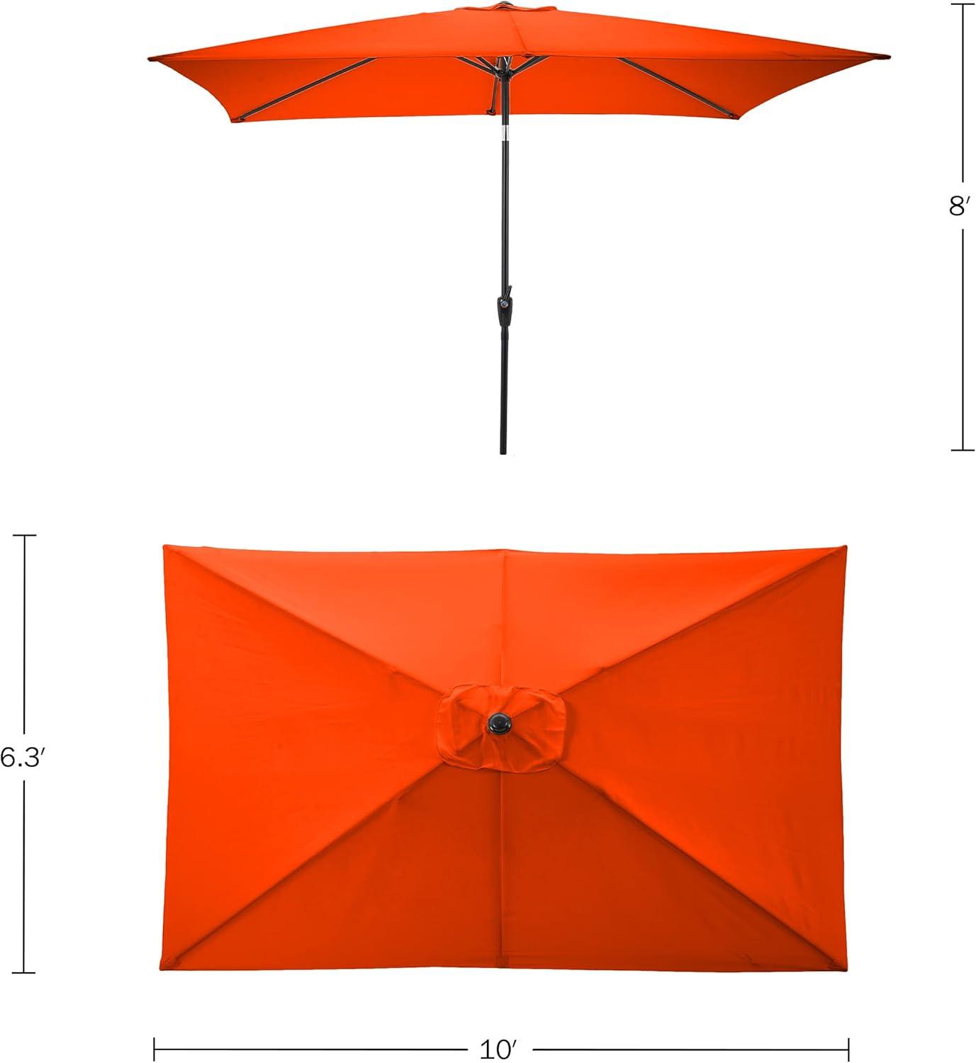 Pure Garden 10-ft Rectangular Patio Umbrella - Easy Crank Sun Shade with Push Button Tilt for Outdoor Furniture, Deck, Backyard, or Pool