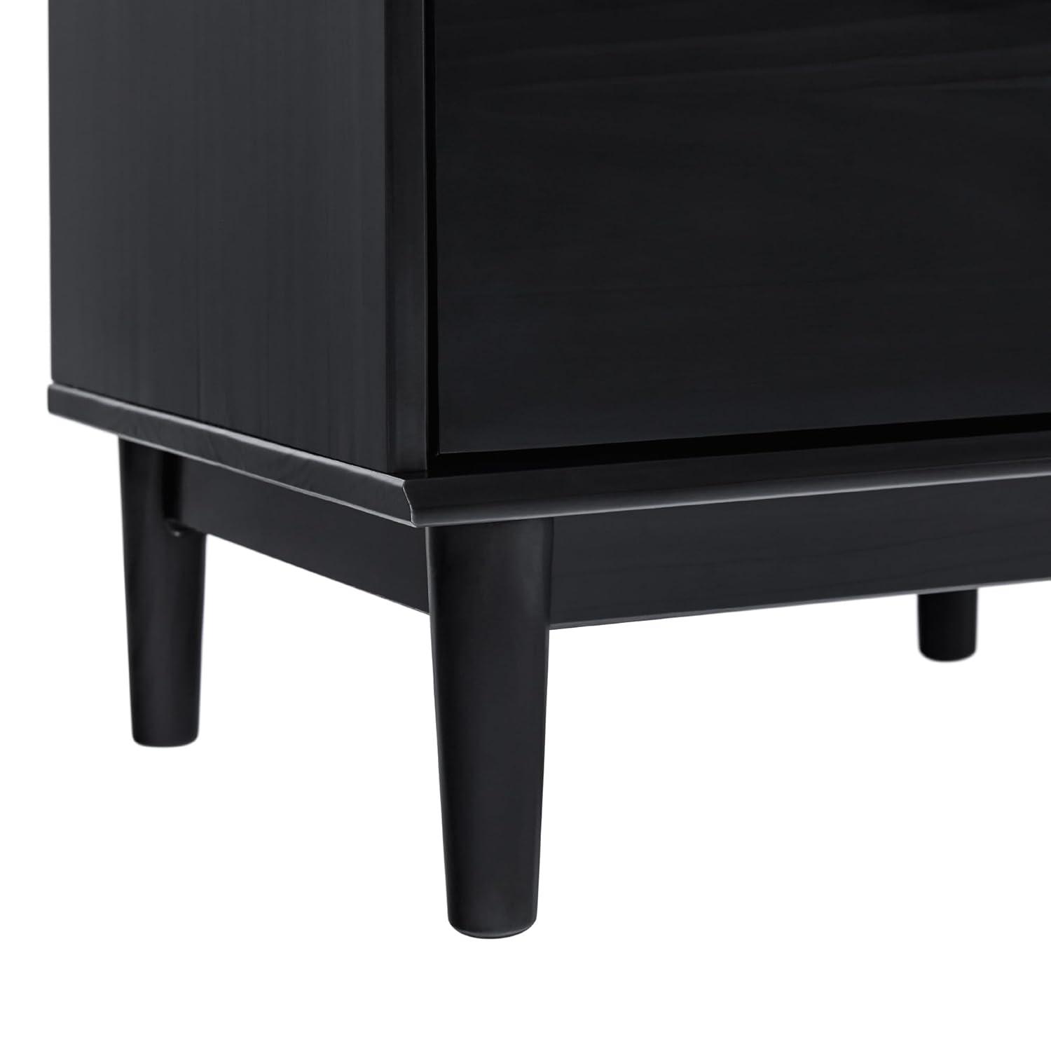 Walker Edison 43” Mid-Century Modern Gallery-Top 5-Drawer Dresser, Black