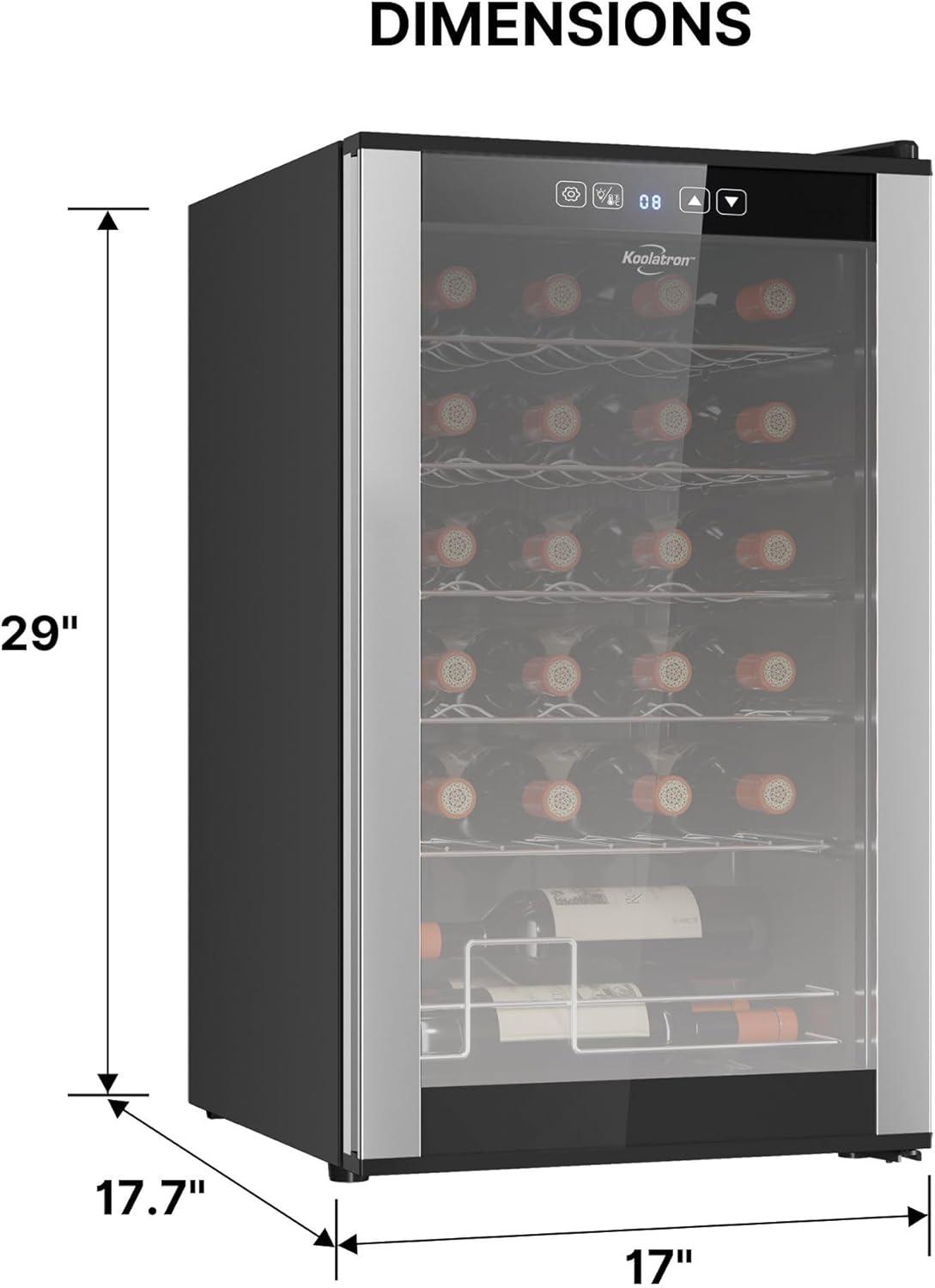 24 Bottle Dual Zone Wine Cooler, Black, 2.4 cu. ft. (68L) Freestanding Wine Fridge