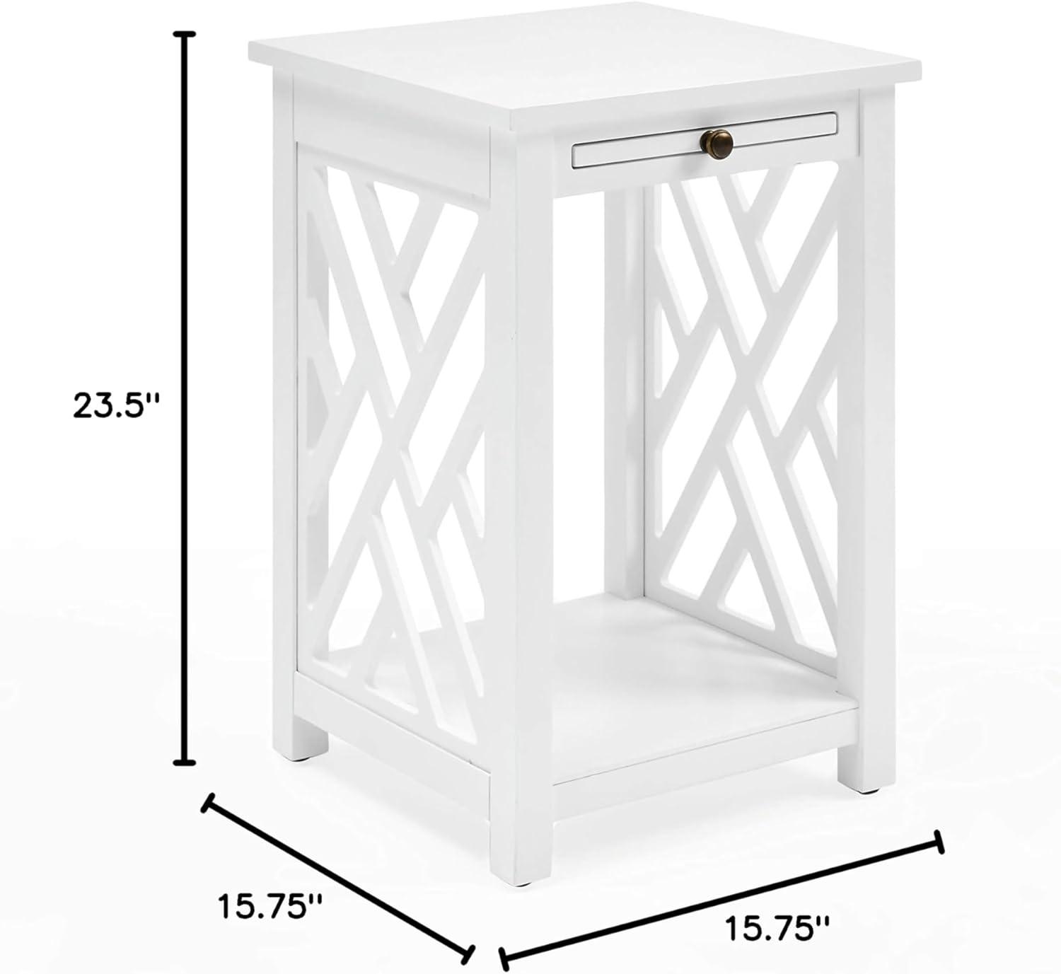 Alaterre Coventry Wood End Table with Tray Shelf and Bottom Shelf