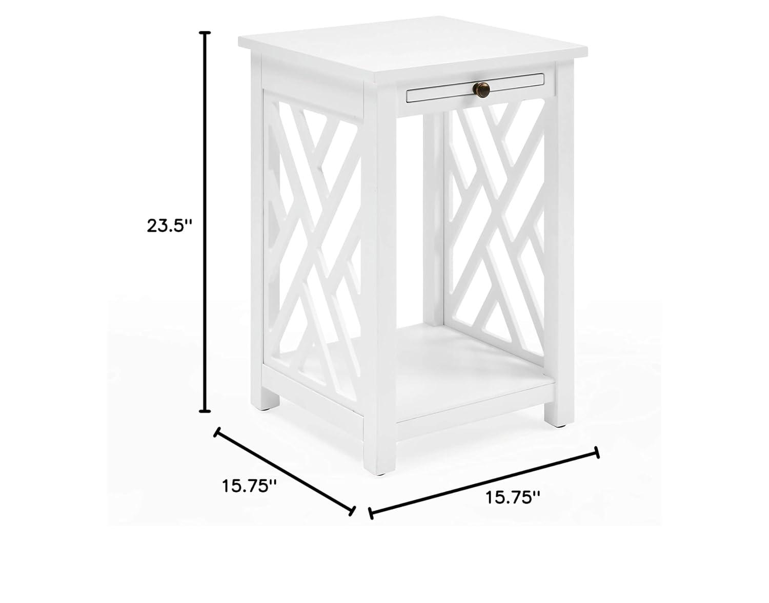 Alaterre Furniture Coventry Wood End Table with Tray and Bottom Shelf, Modern Accent Furniture, White