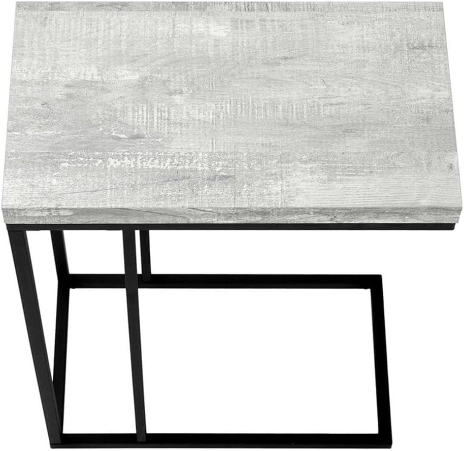 Monarch Specialties Accent Table, C-shaped, End, Side, Snack, Living Room, Bedroom, Grey Laminate, Black Metal, Contemporary, Modern