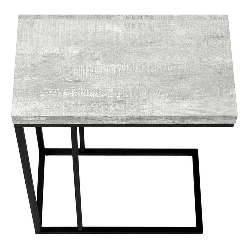 Monarch Specialties Accent Table, C-shaped, End, Side, Snack, Living Room, Bedroom, Grey Laminate, Black Metal, Contemporary, Modern
