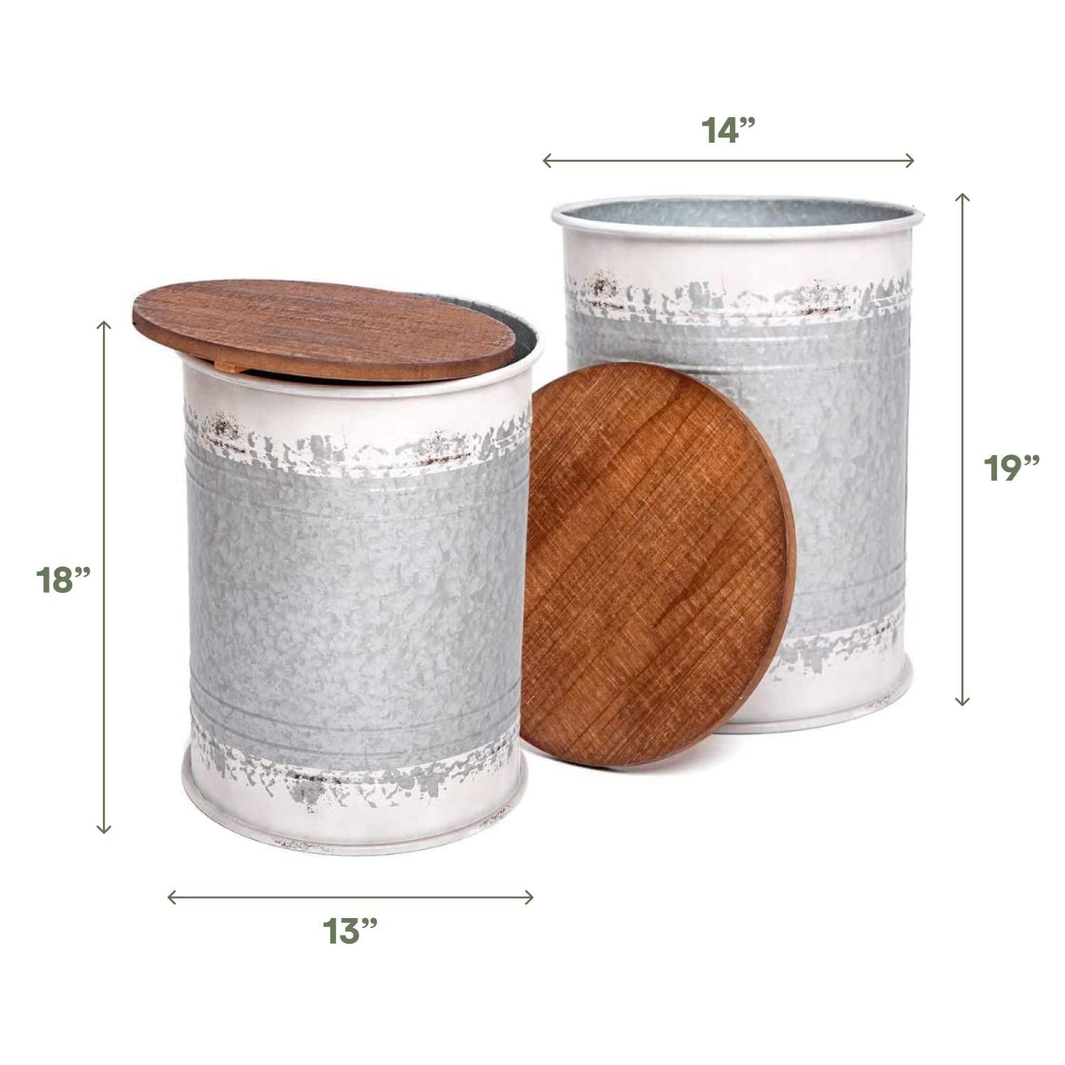 Hallops Farmhouse Accent Side Table - Set of 2 (Distressed White) | Accent Table, Living Room End Tables, End Table with Storage, Drink Table, Farmhouse End Table