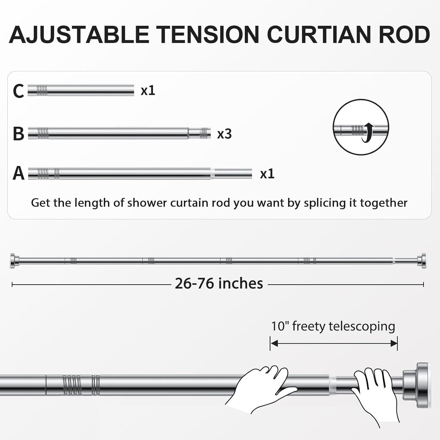 Adjustable Stainless Steel Tension Shower Curtain Rod