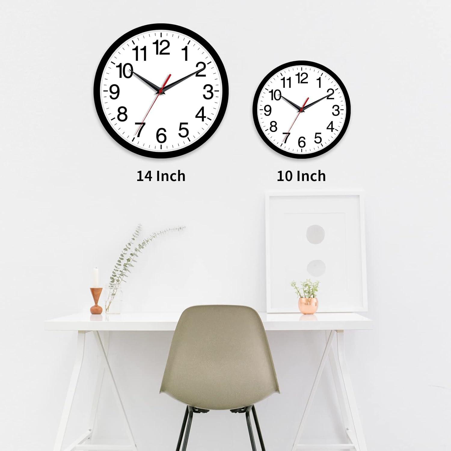 YEHOOM Wall Clock 10 Inch Silent Non-Ticking Modern Clocks Battery Operated - Analog Small Classic for Office, Home, Bathroom, Kitchen, Bedroom, School, Living Room(Black)