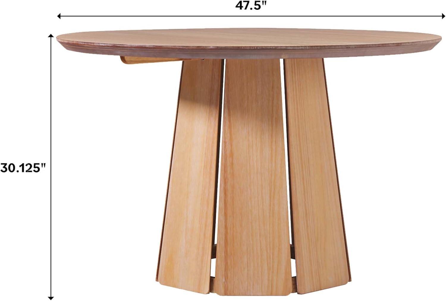 Pemberly Row Wood Pedestal Base Round Top Dining Table - 48 Inch - Cerused White