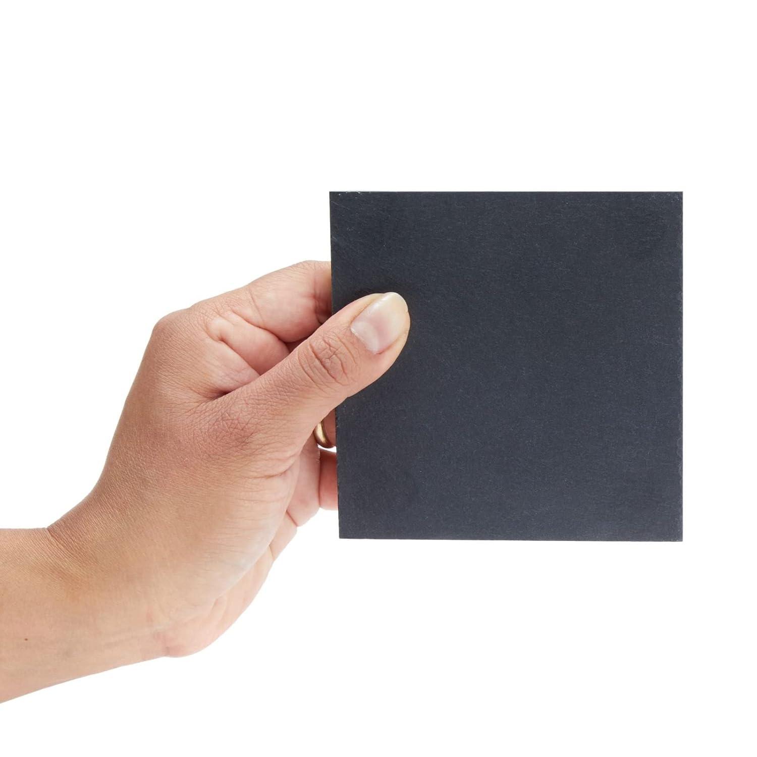 Juvale 8 Piece Set of Square Black Slate Coasters Set with Holder for Coffee Table, Office, Bar, Kitchen, Dinner Table, Home Decor