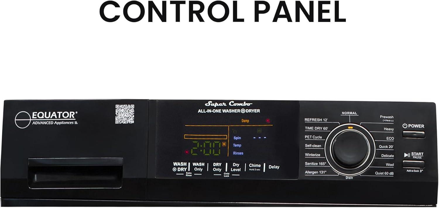 All-in-One Washer Dryer VENTED-DRY FASTER than Condense 15lb 110V + Pedestal