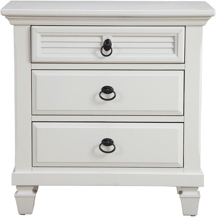 Winchester Pine White Transitional 3-Drawer Nightstand