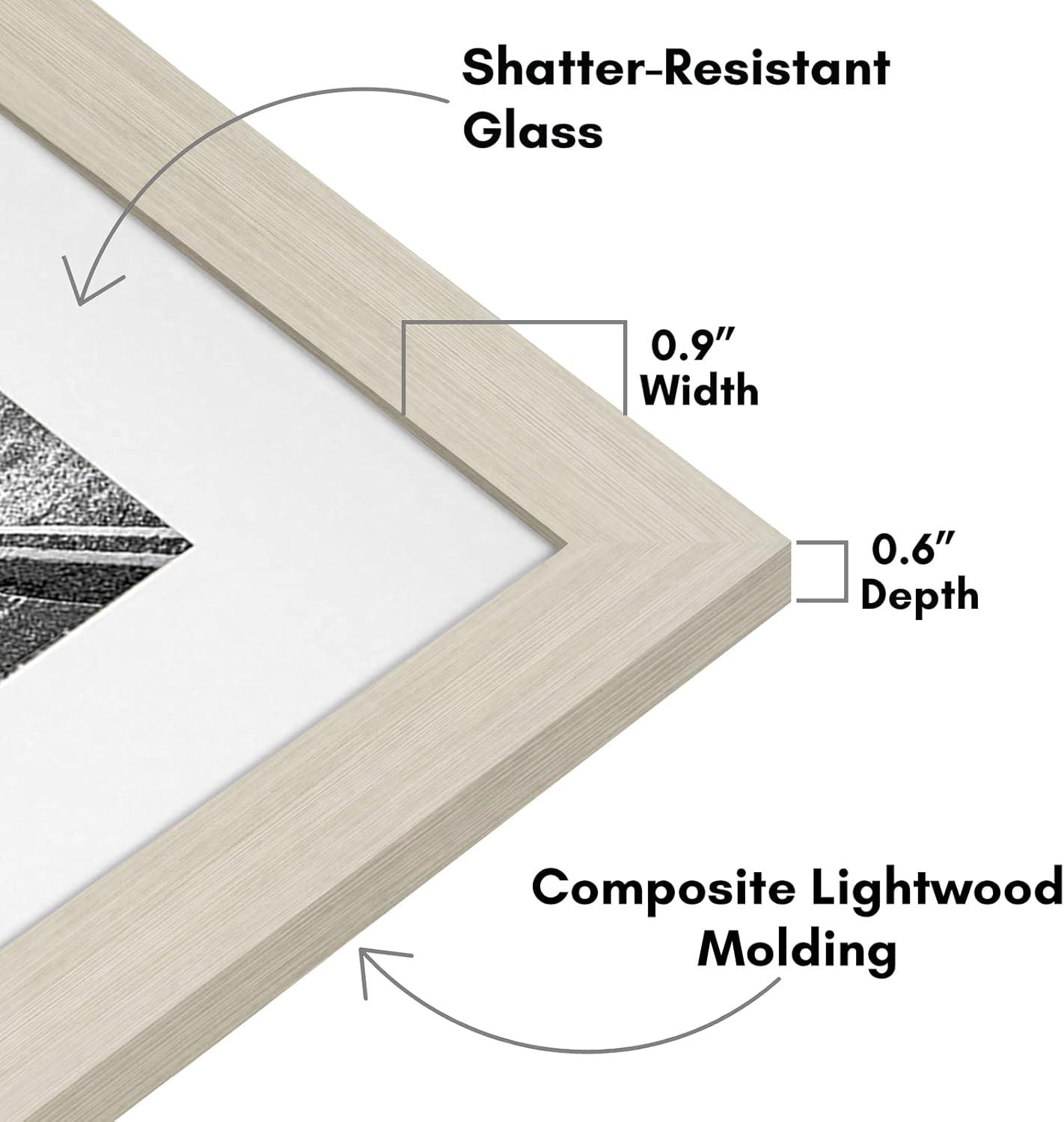 Americanflat 11x14 Picture Frame with Shatter-Resistant Glass - Use as 8x10 Frame with Mat or Display 11x14 Photo Without Mat - Signature Collection - Picture Frames for Wall Display - Light Wood