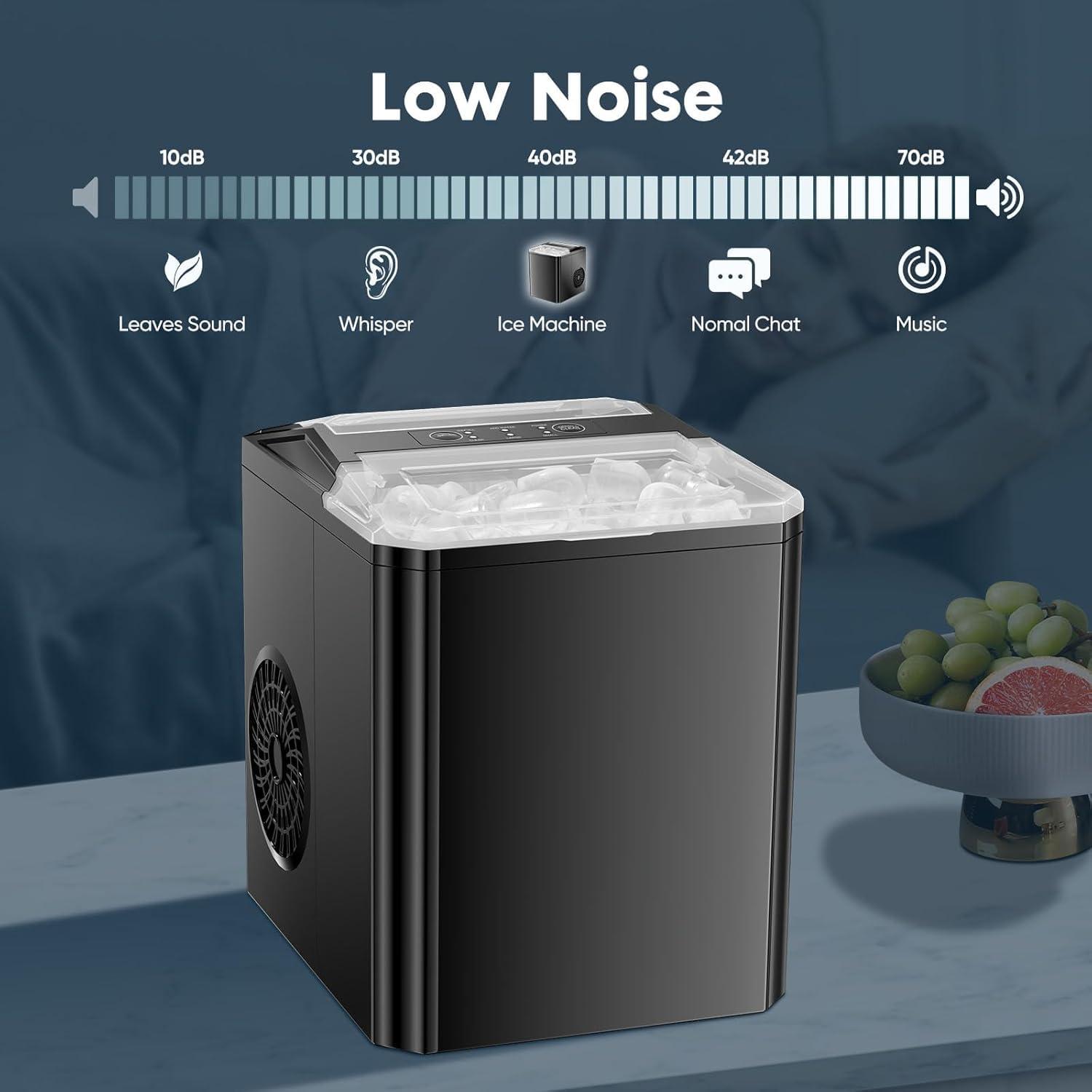 Black Portable Countertop Ice Maker with Self-Cleaning Function