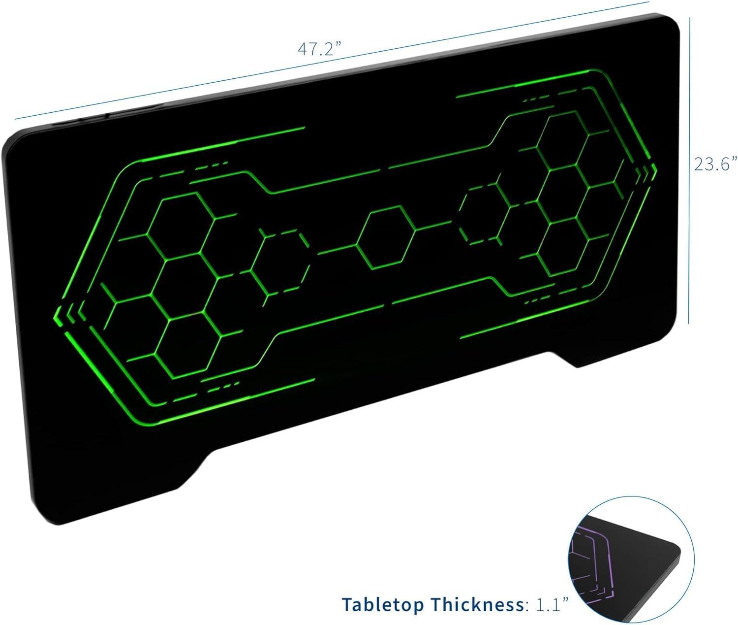 VIVO Black 48" x 24" Solid Table Top with RGB Lighting for Gaming Desks