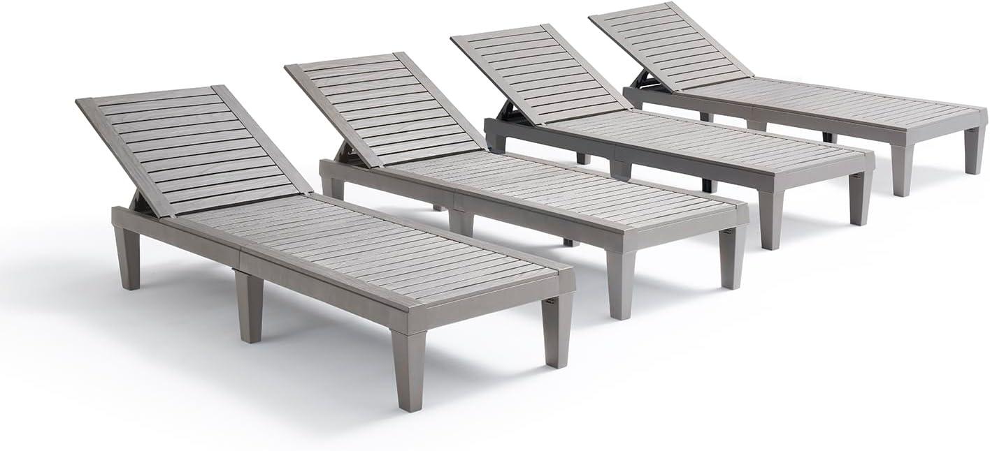 Nestl Gray Adjustable Waterproof Outdoor Chaise Lounge Set of 4