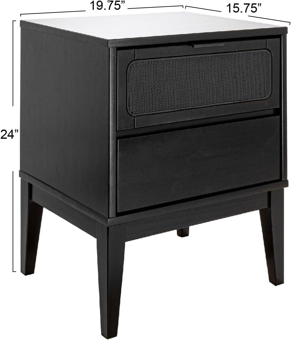 Storied Home Crawford Nightstand: Modern Bohemian Style, Solid Wood, Square Shape, 24" High