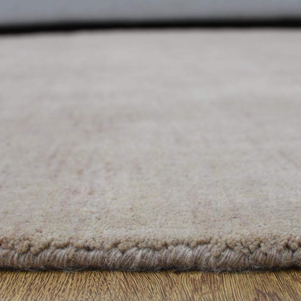 Rugsotic Carpets Alfombras Hechas a Mano Telar Anudado Redondo 10'x10' Lana Beige para Uso en Interiores