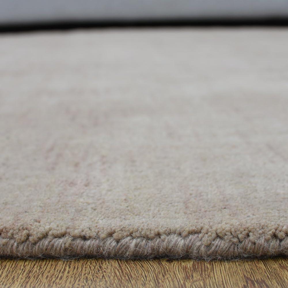 Rugsotic Carpets Alfombras Hechas a Mano Telar Anudado Redondo 10'x10' Lana Beige para Uso en Interiores