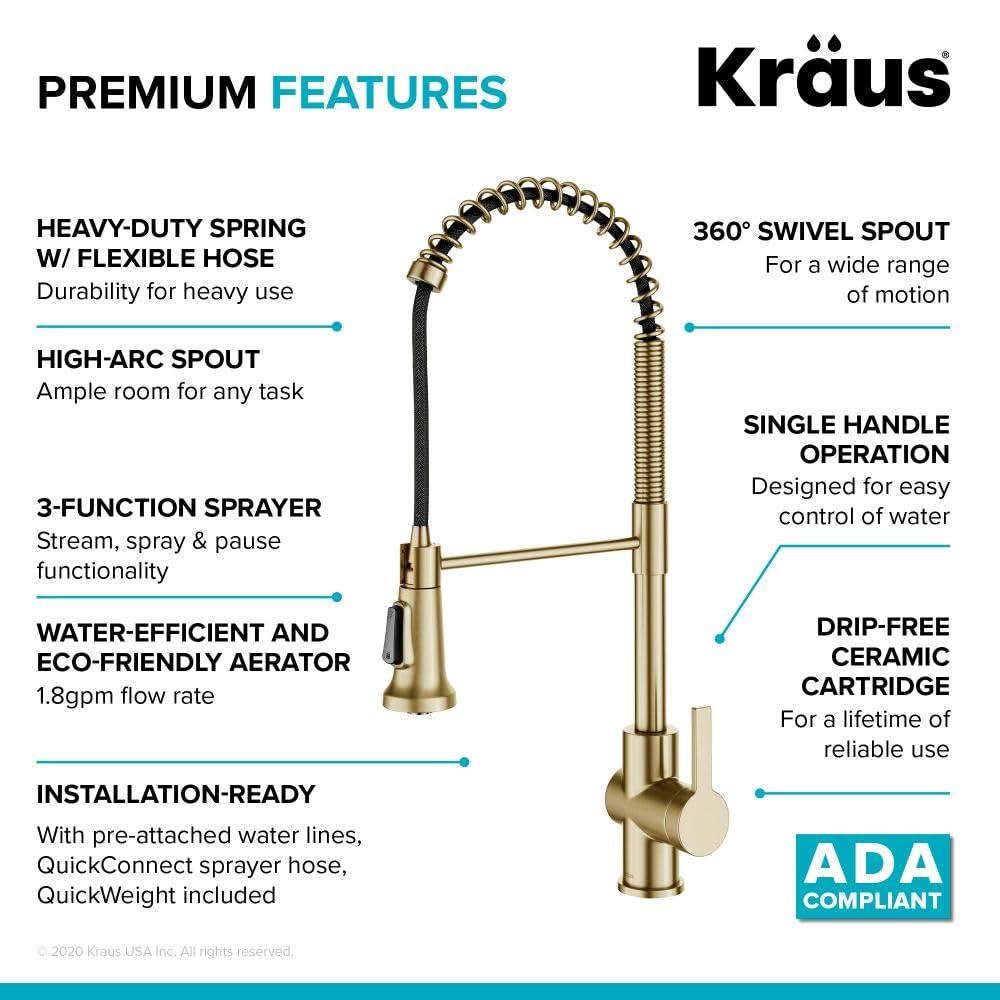 KRAUS Britt Commercial Style Single Handle Pull Down Kitchen Faucet