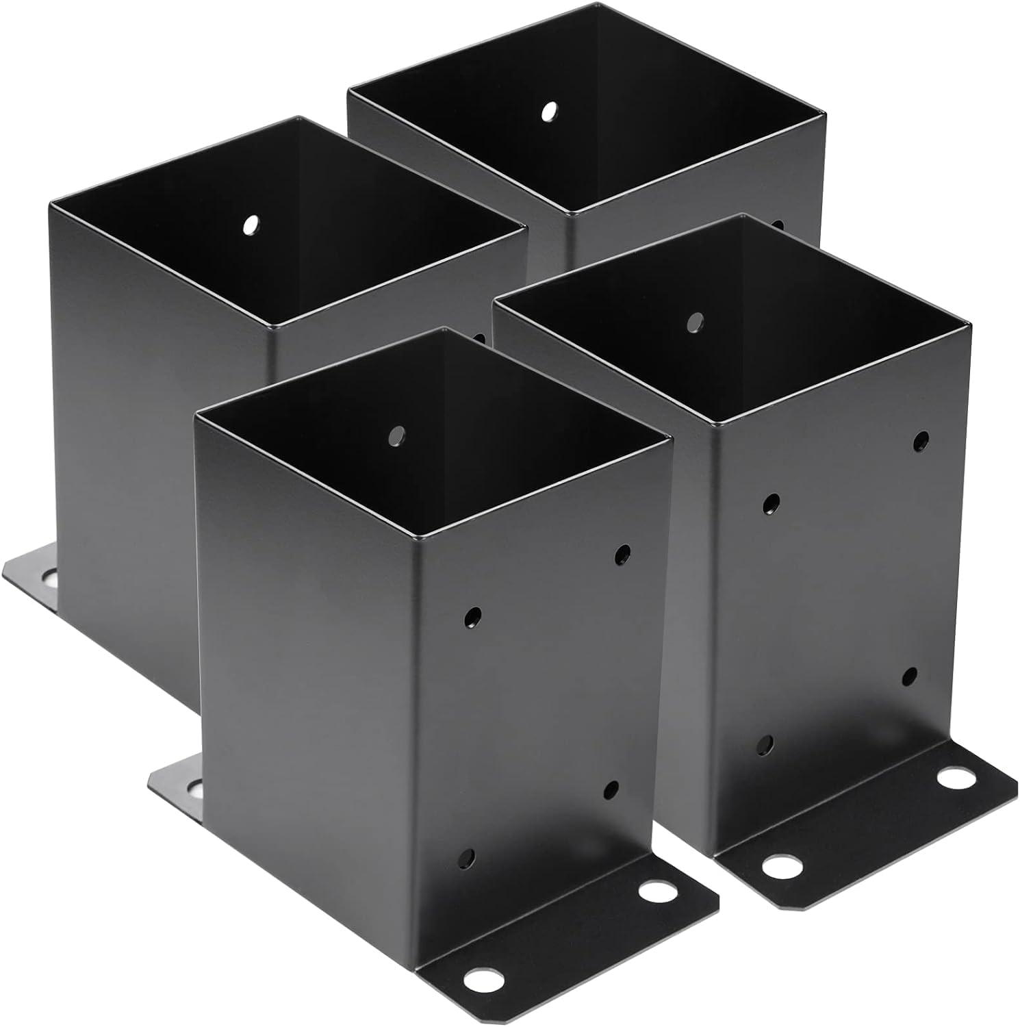 Heavy Duty Black Metal 4x4 Deck Post Base Brackets