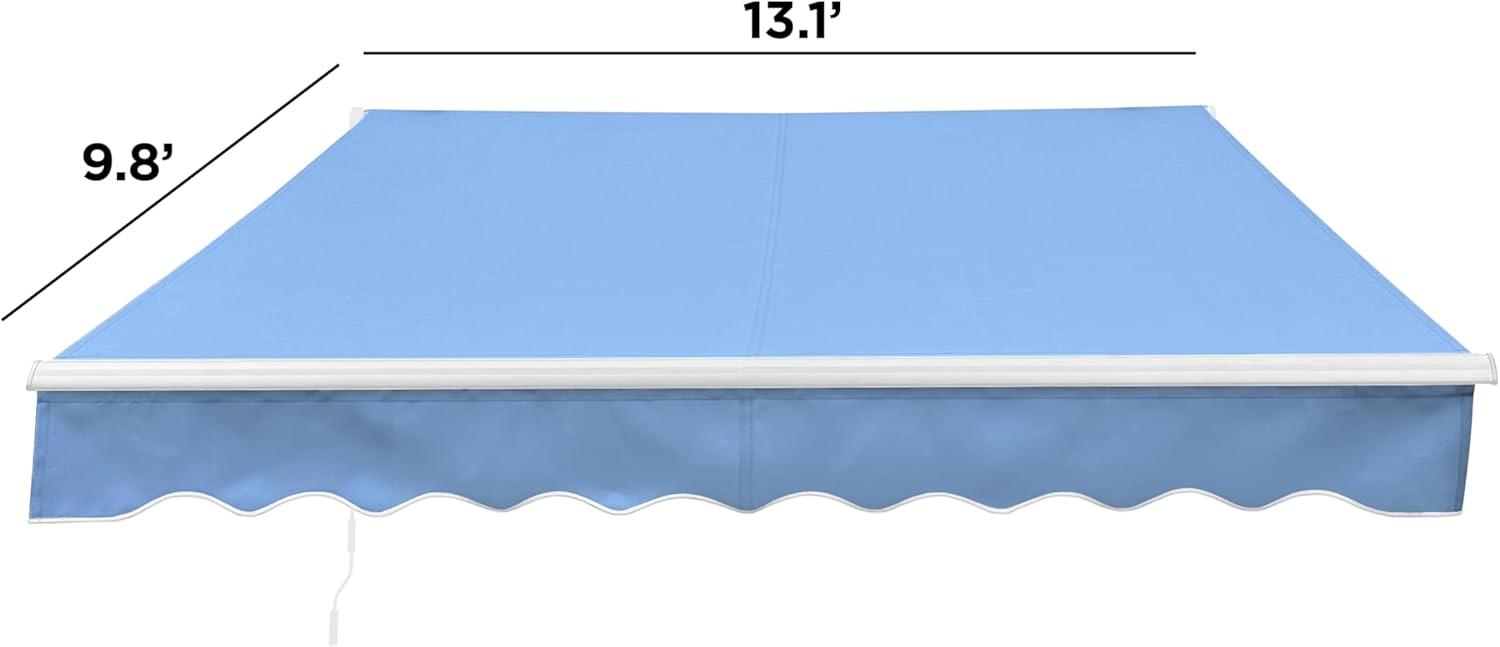 ALEKO Retractable Motorized Patio 13 x 10 feet Awning Sunshade Sky Blue