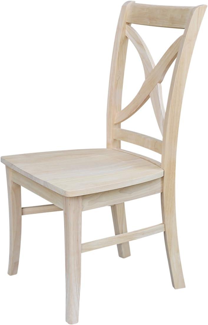 Set of 2 Vineyard Curved X Back Chair Unfinished - International Concepts: Solid Wood, High Back