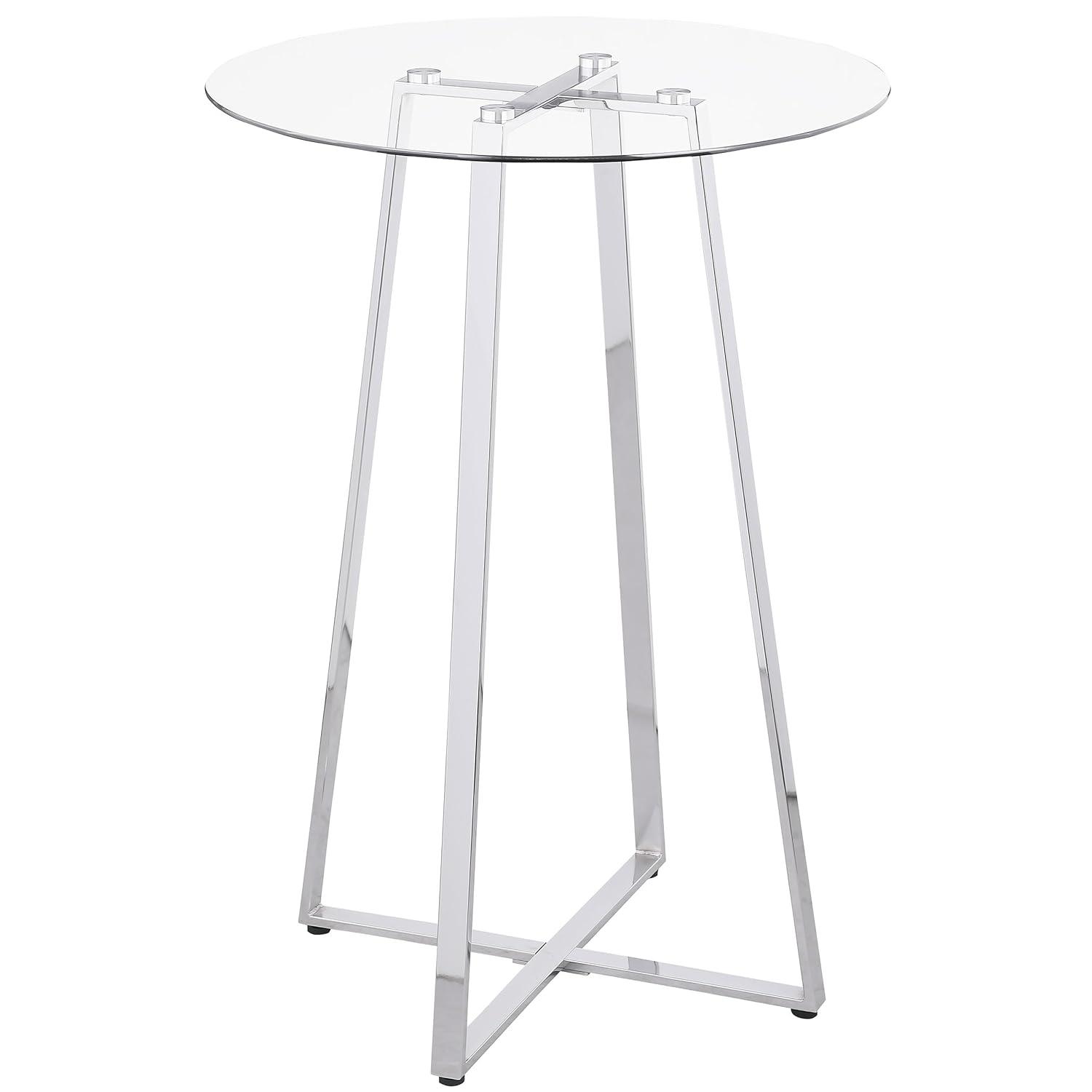 Coaster Company Zanella Round Glass Pub Table, Chrome