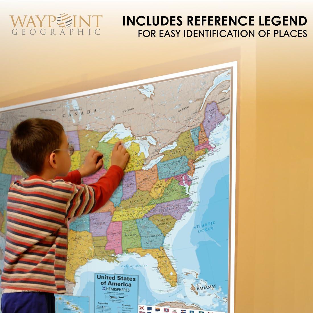 Hemispheres® Blue Ocean Series USA Laminated Wall Map, 38" x 48"